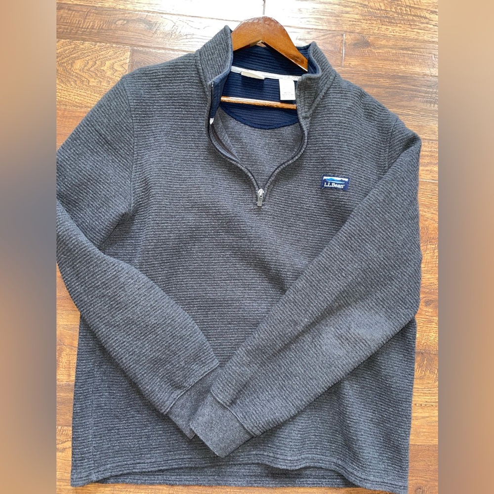 L.L. Bean Men's Charcoal Zip-Up Sweater - Picture 9 of 16
